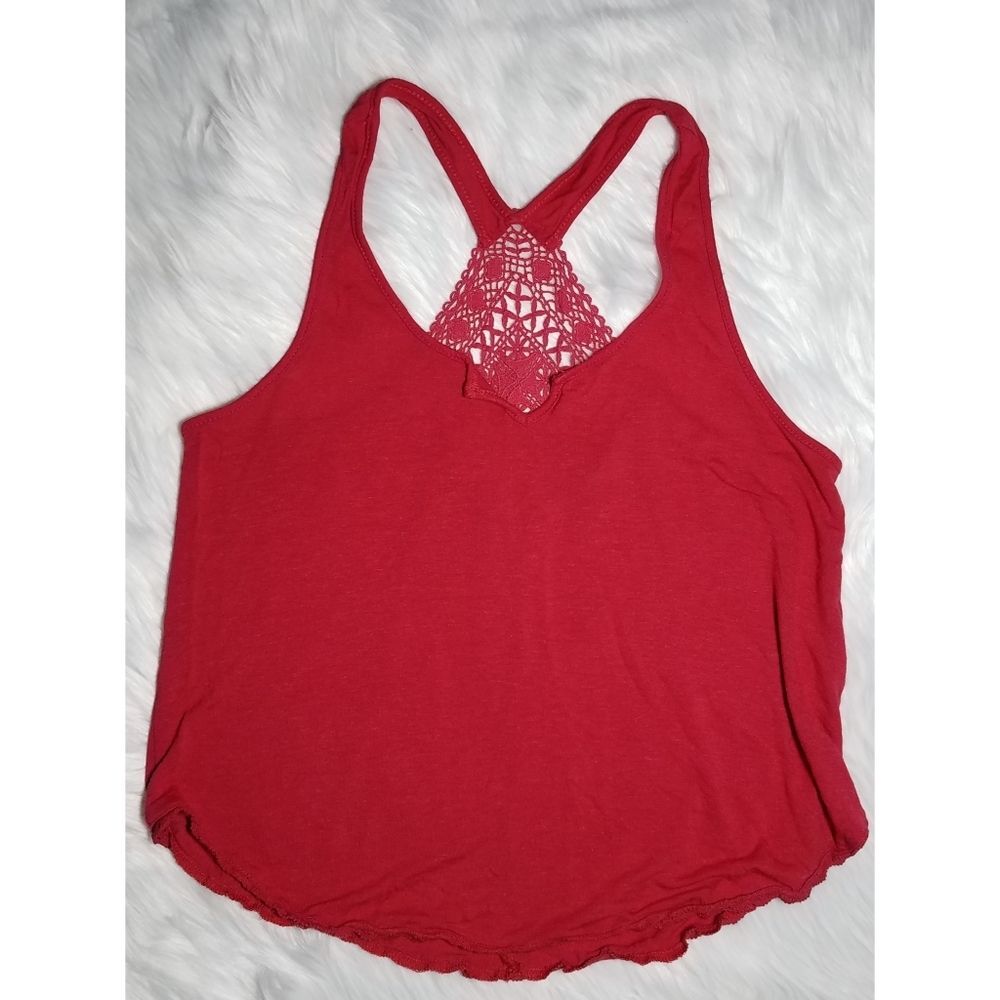 Pretty Pink Lace Crochet Racerback Top, SMALL